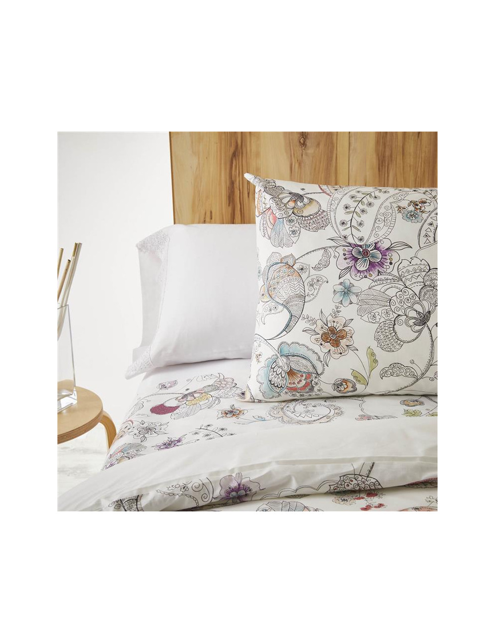 Funda Nórdica blanca estampado Paisley 100% Algodón Talla Cama 90 cm