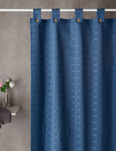 Cortina de Baño Bordada Antimoho JACQUARD CUADROS - AtenasCasa