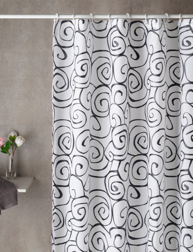 Cortina de Baño Bordada Antimoho JACQUARD CUADROS - AtenasCasa